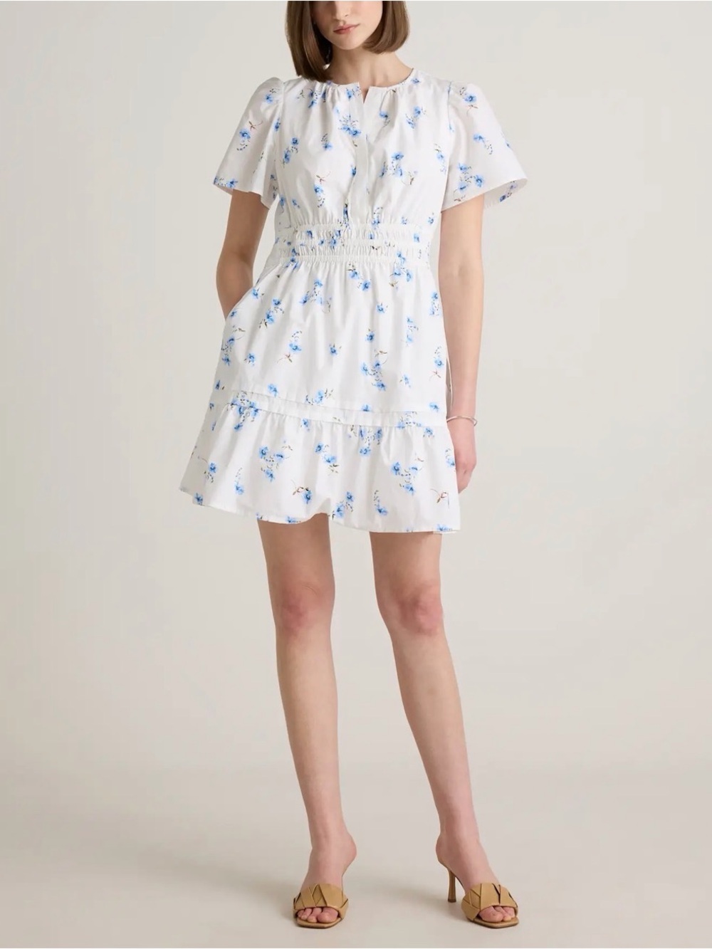 Quince 100% Organic Cotton Poplin Tiered Mini Dress